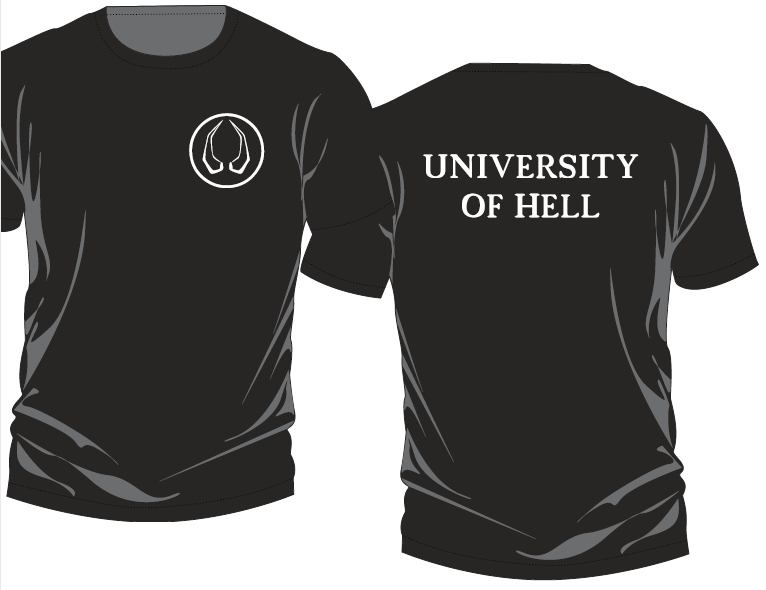 Unisex Black T-Shirt Circle & Horns (Logo F / Name B)