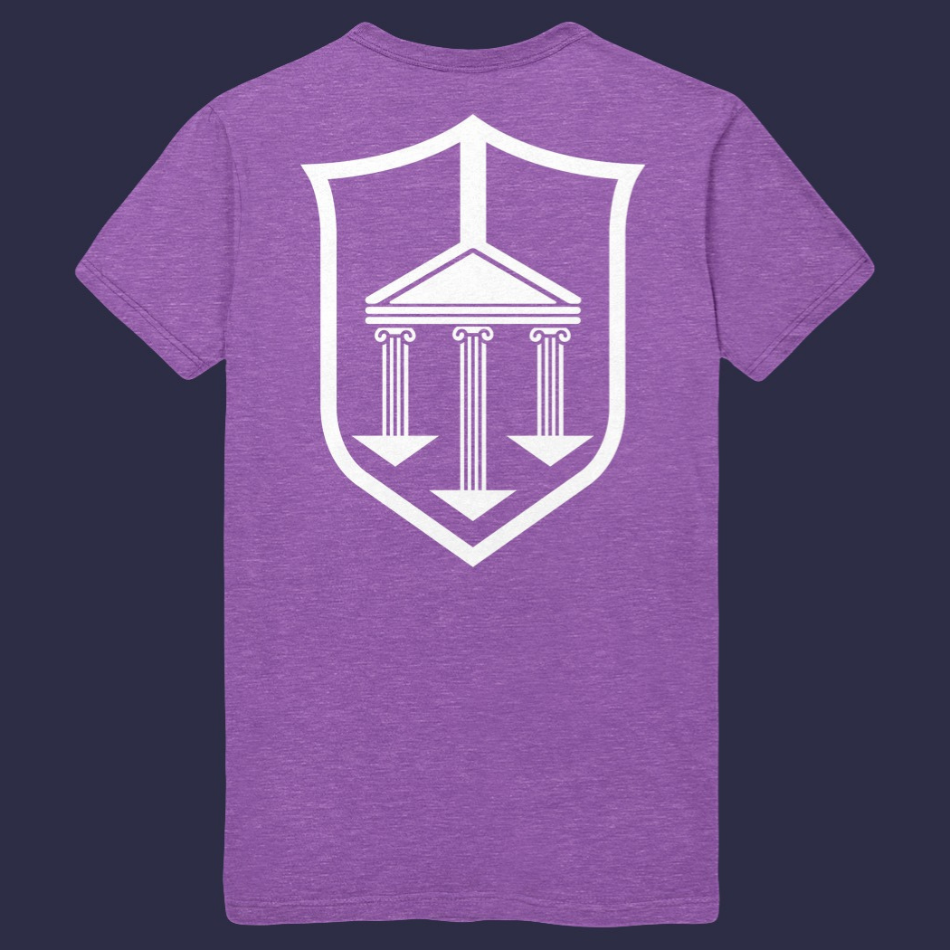 10-Year Anniversary Tee - White on Purple Rush - Front and Back